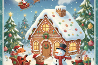 illustrate christmas children story book christmas children book illustration