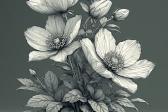 draw detailed botanical illustrations of plants and flowers