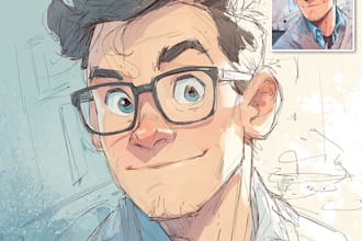 funny cartoon character, caricature,  portrait