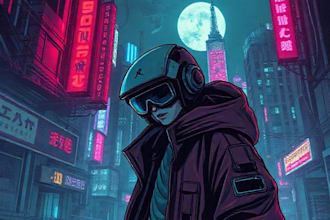 draw cyberpunk, lofi illustration for you