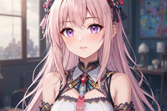 make expressive and colorful sfw anime character art