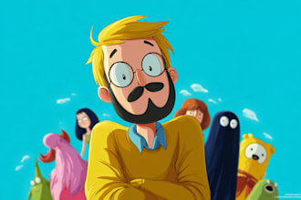 create cute animal illustrations for stickers or clip art