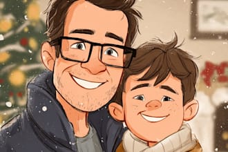 draw awesome cartoon caricature for gift, christmas card