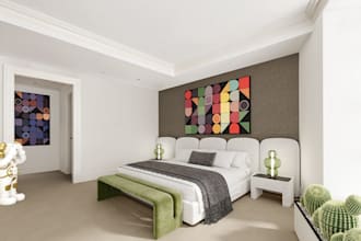 stage empty bedroom, outdoor space staging, sitting area virtual renovation