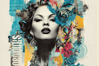 design abstract digital collage art, photo collage