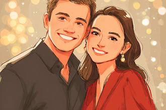 draw couple, family portrait for christmas gift