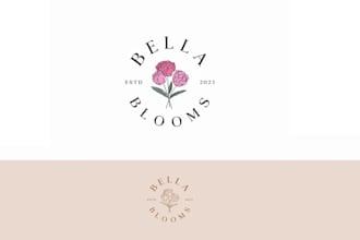 design wonderful floral, garden, botanical, flower shop, female, pink logo