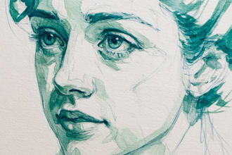 watercolor portrait painting, photo to watercolor portrait