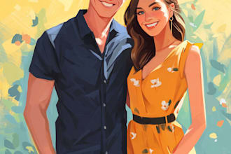 draw couple portrait illustration
