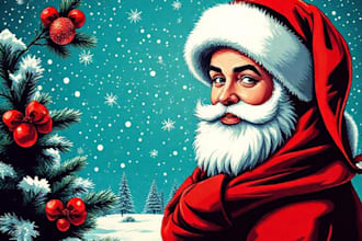 make a christmas card or a christmas themed pop art portrait
