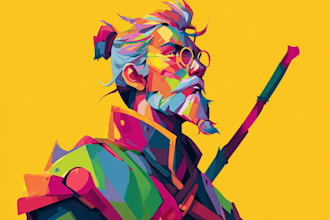 do vintage and cool illustrations, fantasy, line art, wpap pop art, and poster