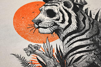 draw linocut illustration for tshirt design