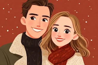 draw couple, family portrait for christmas gift