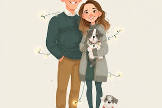 design a custom flat style christmas illustration