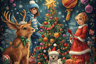 draw christmas illustrations and cards for you