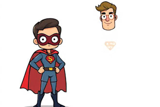 make a cartoon and caricature like super hero