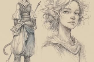create a detailed fantasy character sketch
