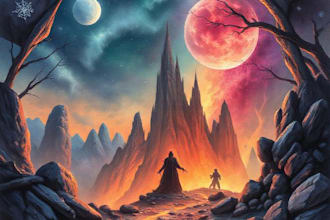 draw fantasy book cover, fiction, sci fi, horror, cover art