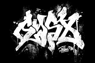 make graffiti tag with spray paint textures for your logo