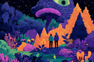 stunning illustration psychedelic, lifestyle, surrealism