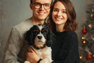 draw christmas couple family or pet portrait