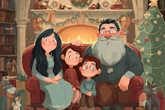 draw christmas couple family or pet portrait