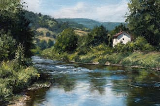 digitally oil paint, vintage portrait, landscape, illustrate