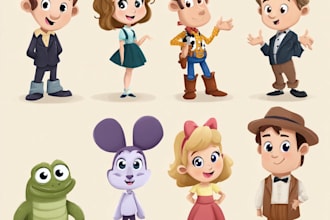 do vector design of characters, animals and people