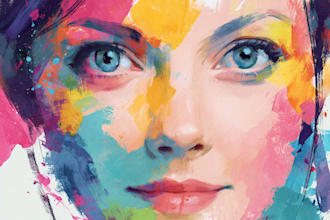 draw a watercolor pop art portrait