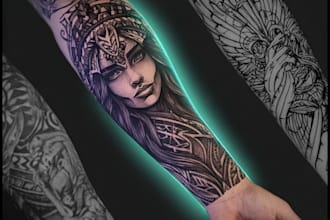 make your sleeve tattoo, tribal tattoo, realistic tattoo
