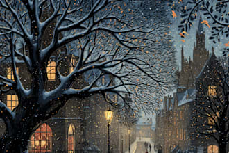 create a beautiful illustrated christmas card
