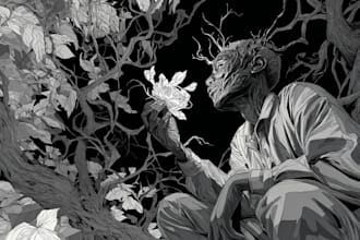 draw simple black and white illustration