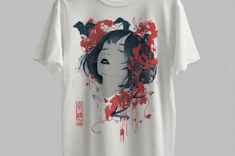 make a japanese t shirt illustration