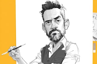 draw funny cartoon character, caricature, portrait