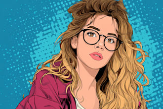 draw pop art illutration, portrait cartoon, pop art portrait