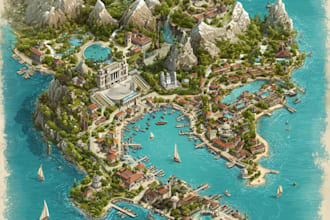fantasy map illustration vector event map design tourist map