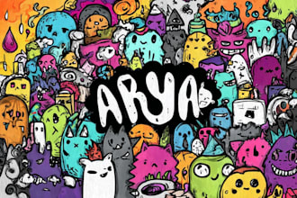 draw doodle art name or merch design