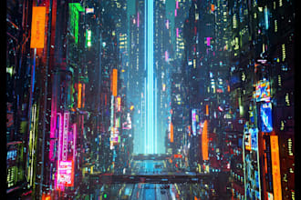 design an illustration of futuristic cyberpunk city