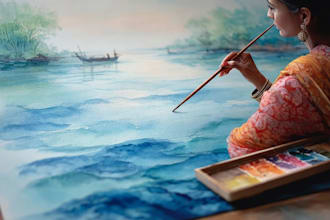paint a portrait in traditional watercolor technique