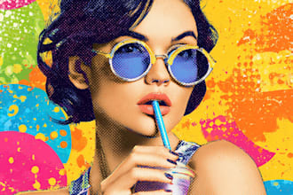 draw a professional pop art portrait