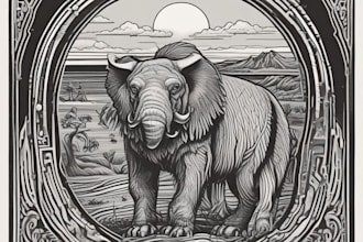 create animal linocut t shirt design for brands