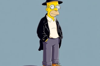 draw simpsonized yellow cartoon character from your photo