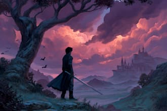 draw fantasy book cover, illustration