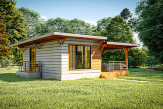 remodel 3dmodern cottage,exterior garden,wooden deck design,cgi landscape render