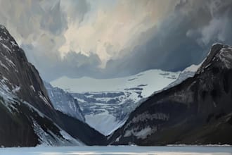 paint landscape in real oil painting on canvas