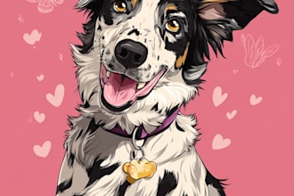 draw disney pet portrait illustration