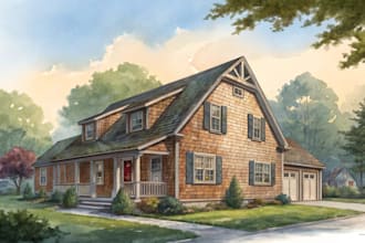 draw realistic house digital watercolor portrait