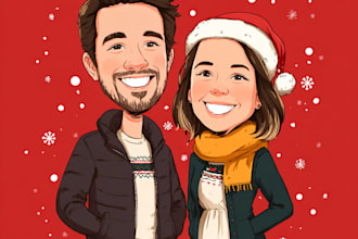 draw caricatures for christmas, birthday couples and wedding