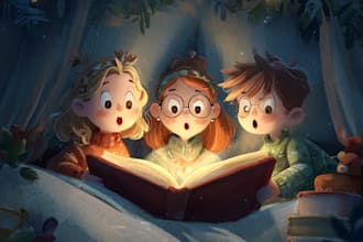 christmas children book illustration, bible illustration