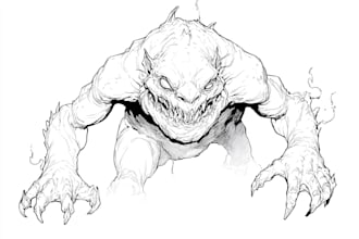 create a sketch illustration of a monster or creature